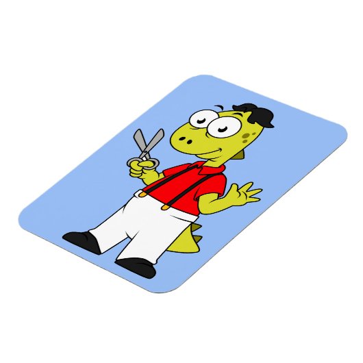 Tyrannosaurus rex kapper met schaar. magneet (Linkerzijde)