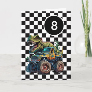 Tyrannosaurus Rex Monster Truck 8e verjaardag Kaart