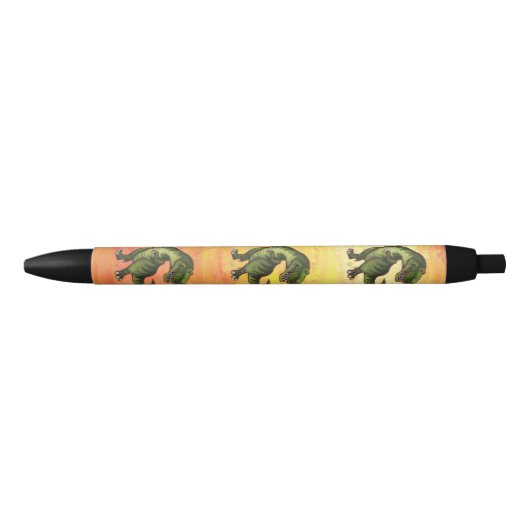 Tyrannosaurus Rex Pattern Sinaasappel Zwarte Inkt Pen (Voorkant)