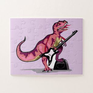 Tyrannosaurus rex speelt gitaar. legpuzzel