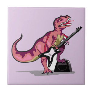 Tyrannosaurus rex speelt gitaar. tegeltje
