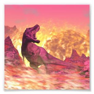 Tyrannosaurus rex sterend door meteoriet foto afdruk