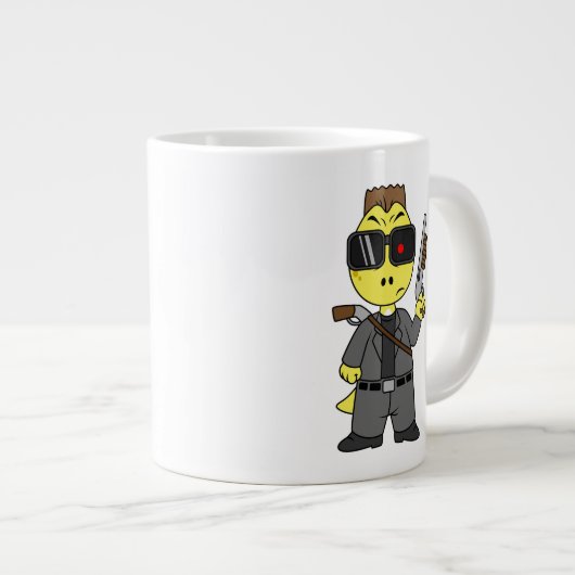 Tyrannosaurus rex verkleed als de terminator. extra grote beker (Voorkant rechts)