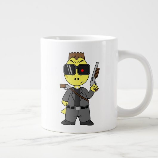 Tyrannosaurus rex verkleed als de terminator. extra grote beker (Rechts)