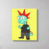 Tyrannosaurus rex verkleed als een Punk. Canvas Afdruk (Voorkant)