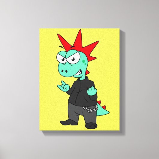 Tyrannosaurus rex verkleed als een Punk. Canvas Afdruk (Voorkant)