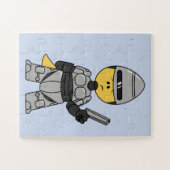 Tyrannosaurus rex verkleed als robocop. legpuzzel (Horizontaal)