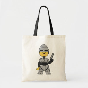 Tyrannosaurus rex verkleed als robocop. tote bag