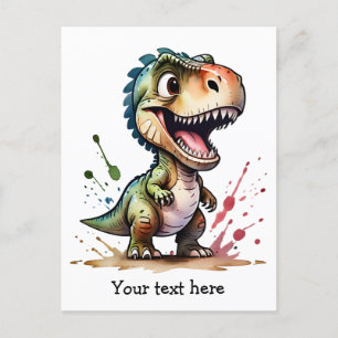 Tyrannosaurus rex Waterverf splash gepersonaliseer Briefkaart