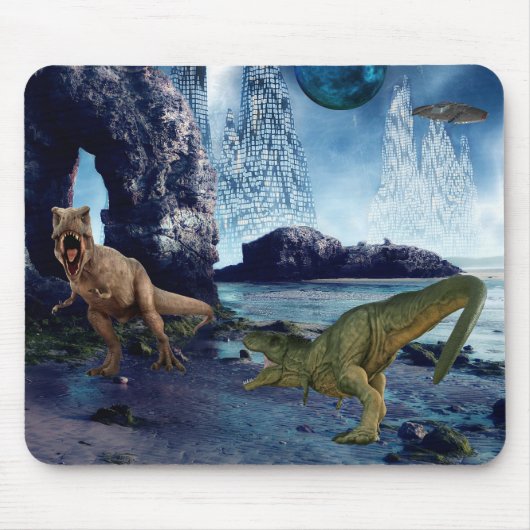 Tyrannosaurus T-Rex Dinosaur Battle Alien Planet Muismat (Voorkant)