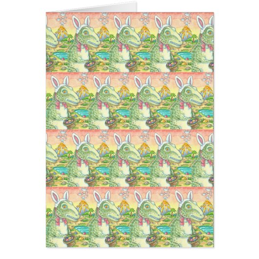 TYRANNOSAURUS T-REX EASTER BUNNY GREETING CARD Ver (Devant)