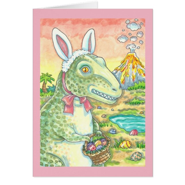 TYRANNOSAURUS T REX EASTER BUNNY WENSKAART (Voorkant)
