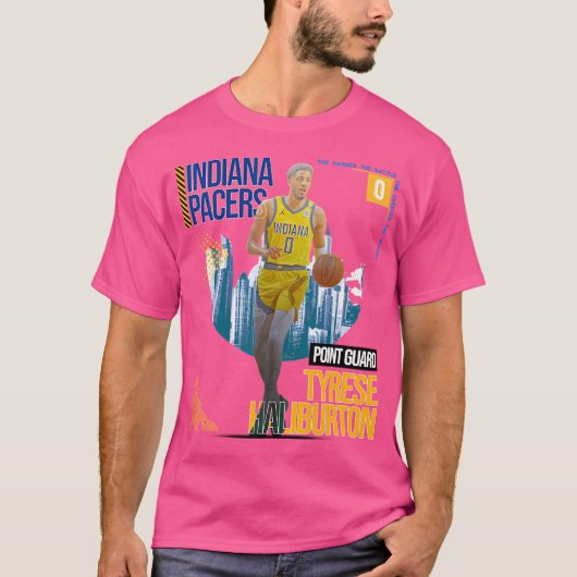 Tyrese Haliburton Basketball Art Pacers 2 T-shirt (Voorkant)