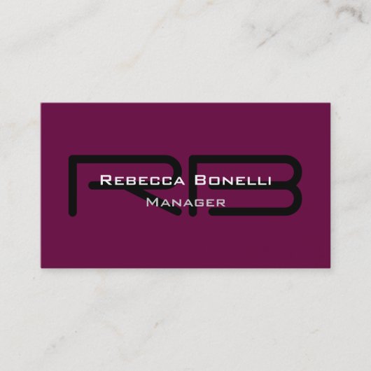Tyrian Paars Black Monogram Manager Visitekaartje (Voorkant)