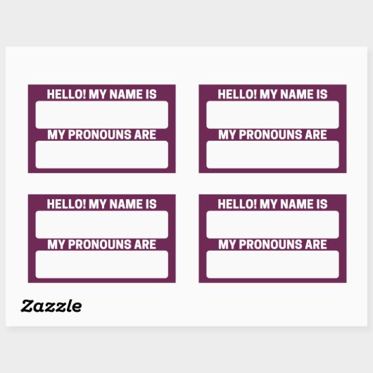 Tyrian Purple Nom & Pronoun Étiquette (Feuille)