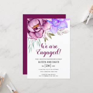 Tyrische paarse waterverf bloemen bloemen verlovin kaart