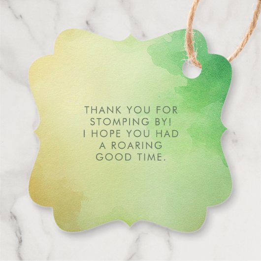 Tyronasaurus Rex Dinosaur Birthday Dank u Bedankjes Labels (Achterkant)