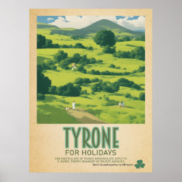 Tyrone Ireland, Retro Irish Travel Advert Poster