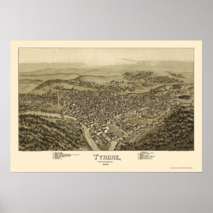 Tyrone, PA Panorama Map - 1895 Poster