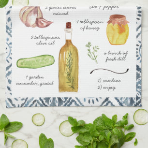 Tzatziki Waterverf Recipe Heirloom Tea Towels Theedoek