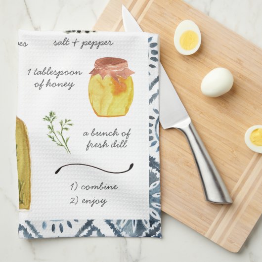 Tzatziki Waterverf Recipe Heirloom Tea Towels Theedoek (Quarter Fold)