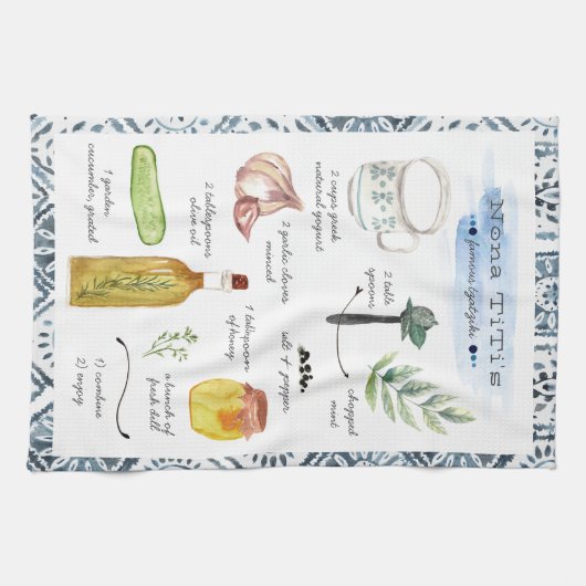 Tzatziki Waterverf Recipe Heirloom Tea Towels Theedoek (Horizontaal)