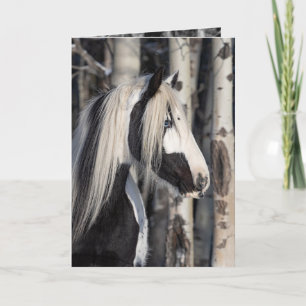 Tzigane dans la forêt - Carte de vœux de cheval de