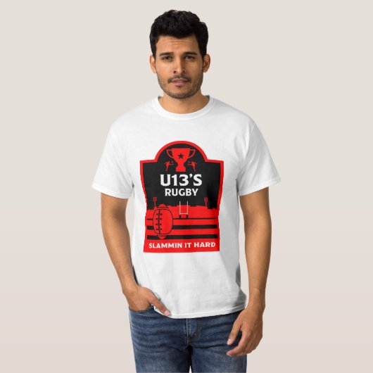 U13 Junior Rugby-spelers T-Shirt (Voorkant volledig)