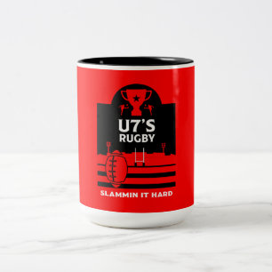 U7s Junior Rugby-spelers Tweekleurige Koffiemok