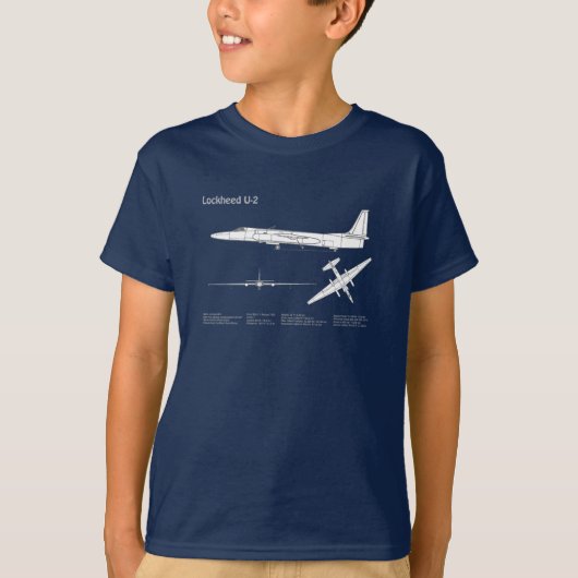 U-2 Dragon Lady - Vliegtuig Blauwdruk Plannen ABD T-shirt (Voorkant)