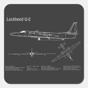 U-2 Dragon Lady - Vliegtuig Blauwdruk Plannen PD Vierkante Sticker