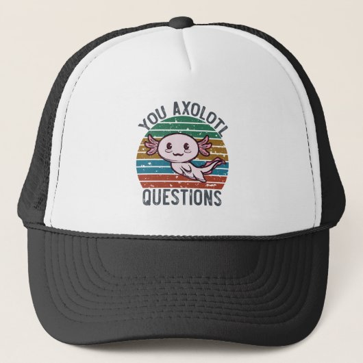 U Axolotl Vragen Retro 90s  Zonnetijd Trucker Pet (Voorkant)