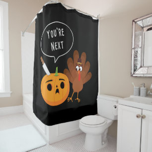 U bent de volgende Funny Pumpkin Thanksgiving Turk Douchegordijn