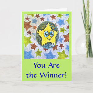 U bent de winnaar, cartoon Star wenskaart Kaart