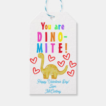 U bent DINO-mite Kinder Valentijnse Gift Label
