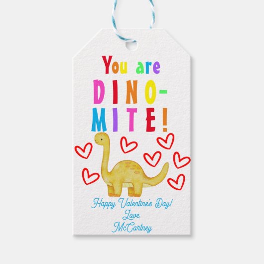 U bent DINO-mite Kinder Valentijnse Gift Label Cadeaulabel (Voorkant)