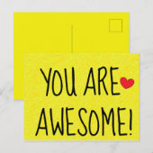 U BENT GEWELDIGE Fun Quote Print Yellow Briefkaart (Voorkant / Achterkant)