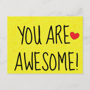 U BENT GEWELDIGE Fun Quote Print Yellow Briefkaart