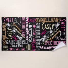 U bent Geweldige Persoonlijke namen Woorden Roze Z Strandlaken