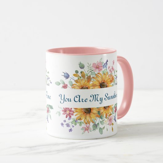 U bent mijn zonneschijn en zonnebloem citaat mok (Voorkant rechts)