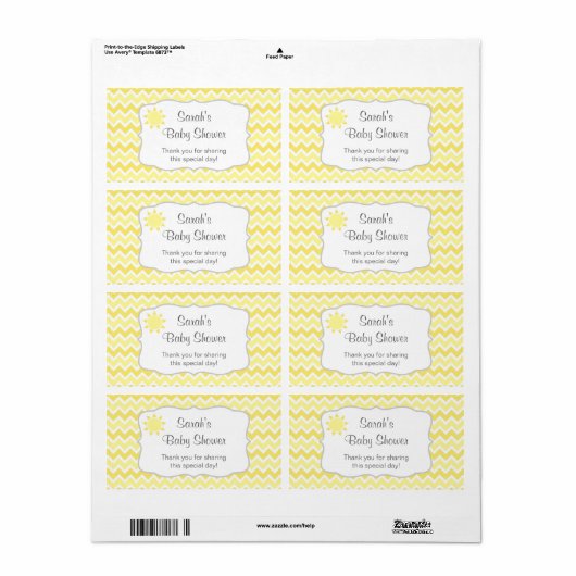 U bent mijn zonneschijn waterfles of gunstigetiket etiket (Full Sheet)