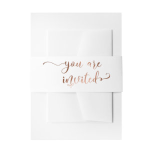 U bent uitgenodigd Elegante kalligrafie Koper, Wit Uitnodigingen Wikkel