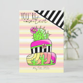 "U bent uitgenodigd" Neon Cactus Uitnodiging (Staand voorkant)