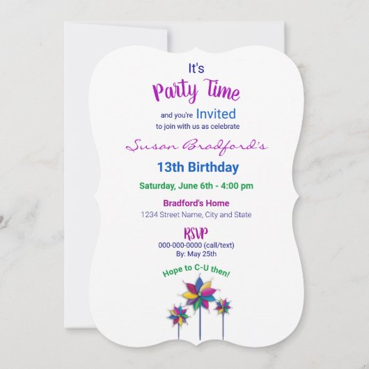 U bent uitgenodigd, Windmolen Draaiers, Kleurrijk Kaart (Achterkant)