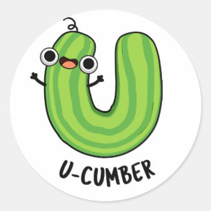 U-cumber Funny Cucumber Pun Ronde Sticker