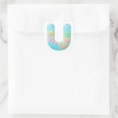 "U" Cute Letter - Underwater Sea Creature Vierkante Sticker (Tas)