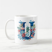 'U' decoratief bloemmonogram Koffiemok (Links)