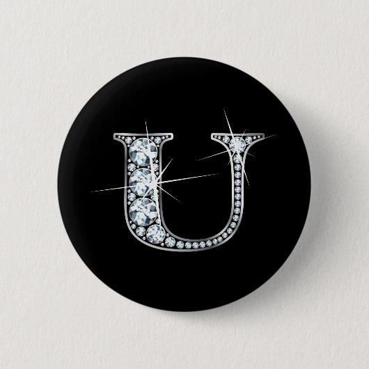 "U" Diamond Bling Button (Voorkant)