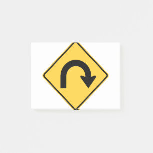 U-draai symbool post-it® notes
