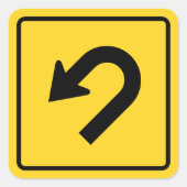 U-Draai teken Vierkante Sticker (Voorkant)